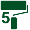 A green paint roller with the number 5 on it.