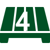 A green and white logo with the number four on it.