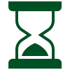 A green hourglass icon on a white background.