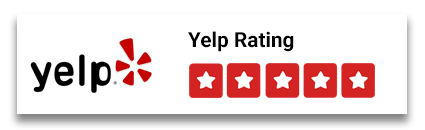 A yelp rating with five stars on it