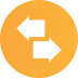 Two white arrows pointing in opposite directions inside a yellow circle. 