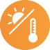 Sun with slash and thermometer icon.