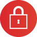 Red circle with a white padlock icon, suggesting security or privacy.
