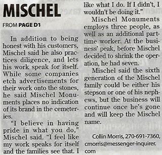 A newspaper article about mischel from page d1