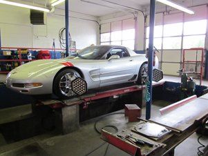 Corvette on hoist