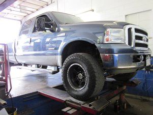 Ford truck on hoist