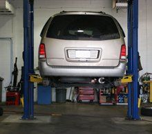 Van on vehicle lift