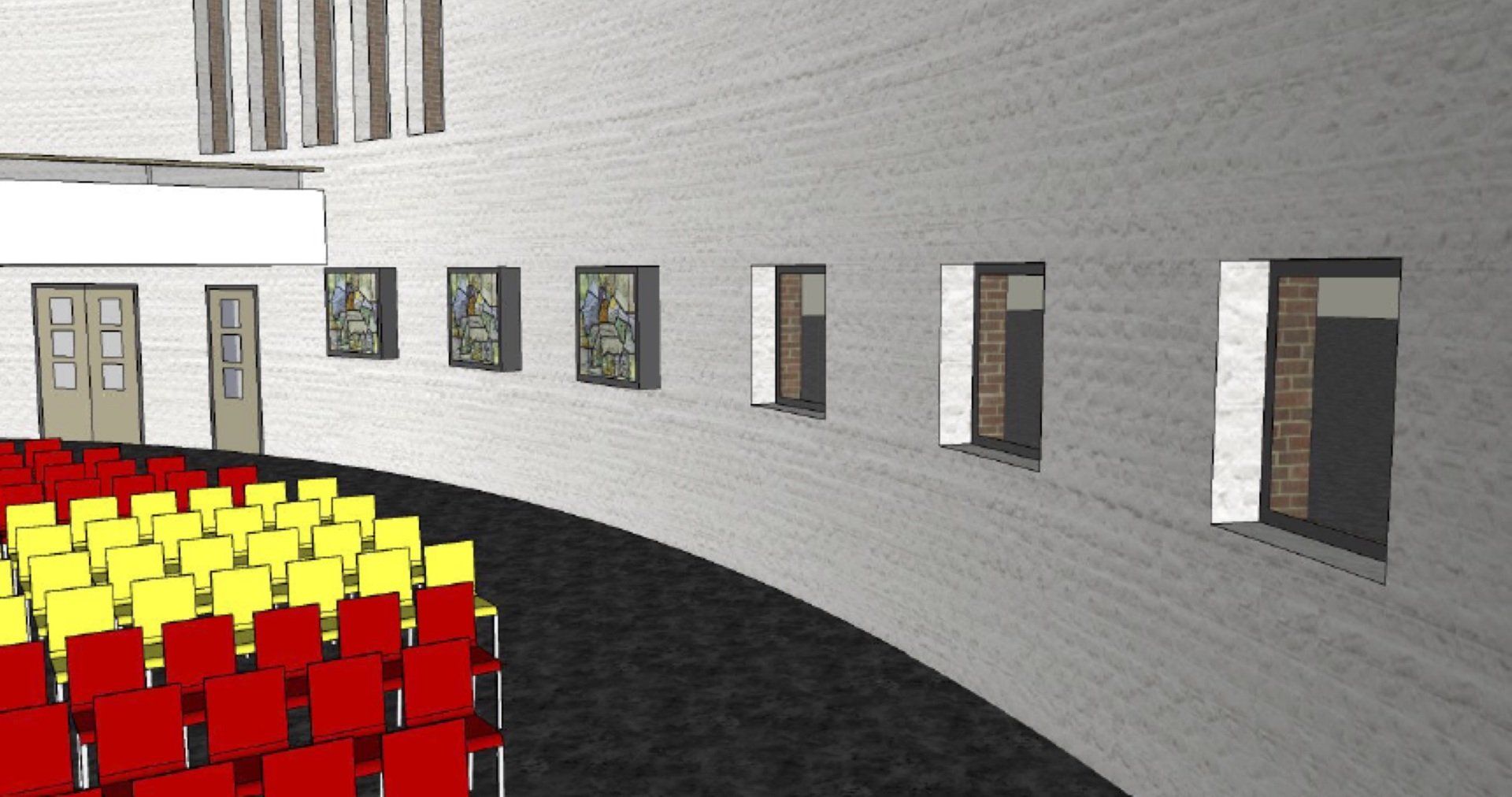 interieur kerk glas in lood