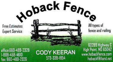 hoback fence business card