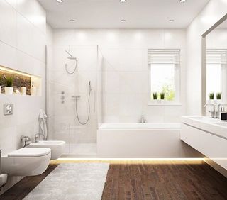 Bathroom Remodel — Modern Design White Bathroom in Albert Lea, MN Bathroom Remodel — Modern Design White Bathroom in Albert Lea, MN