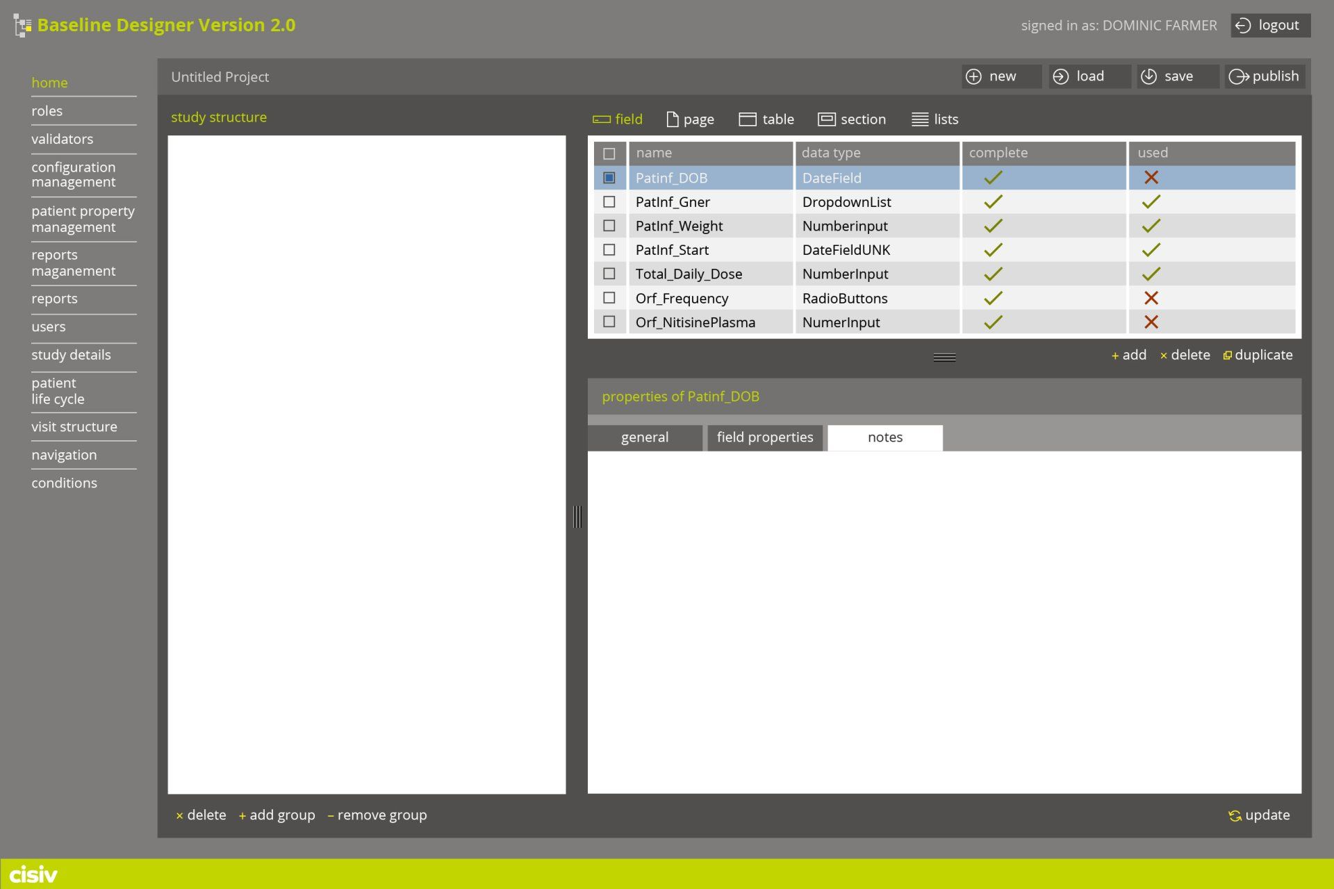 interface design clinical data