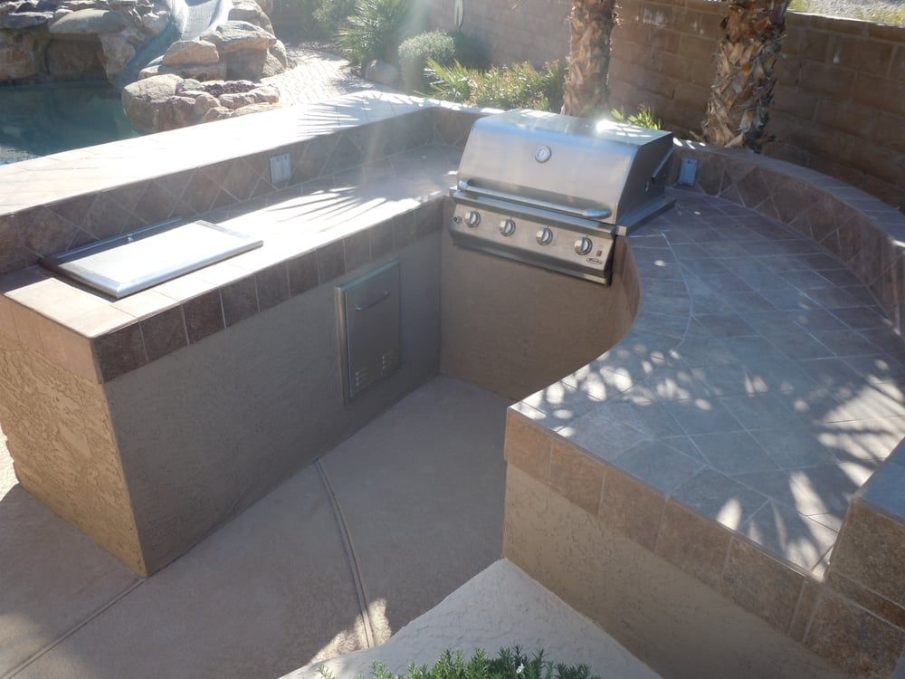 Outdoor Kitchen Cover with Tile — Phoenix, AZ — Building Block Masonry