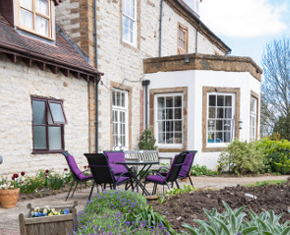 outdoor seating area of the nursing home