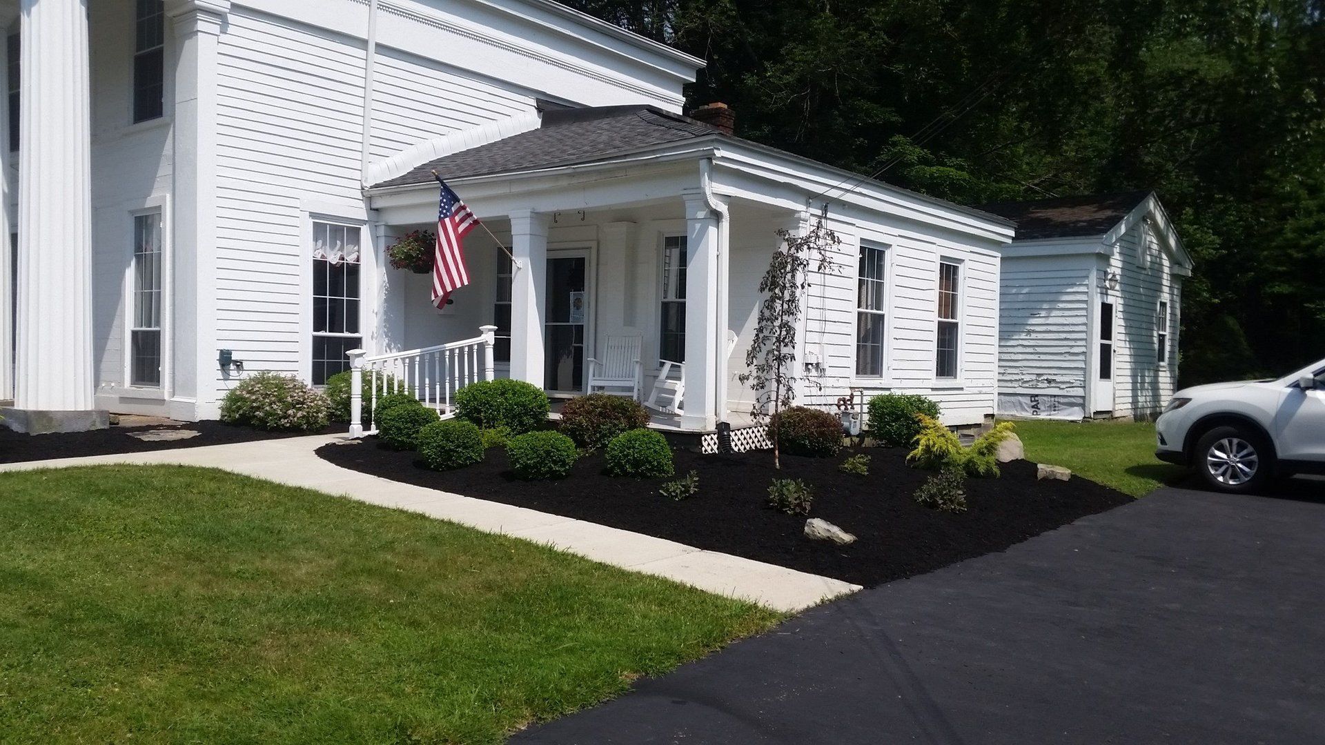 fresh landscaping in front of a business