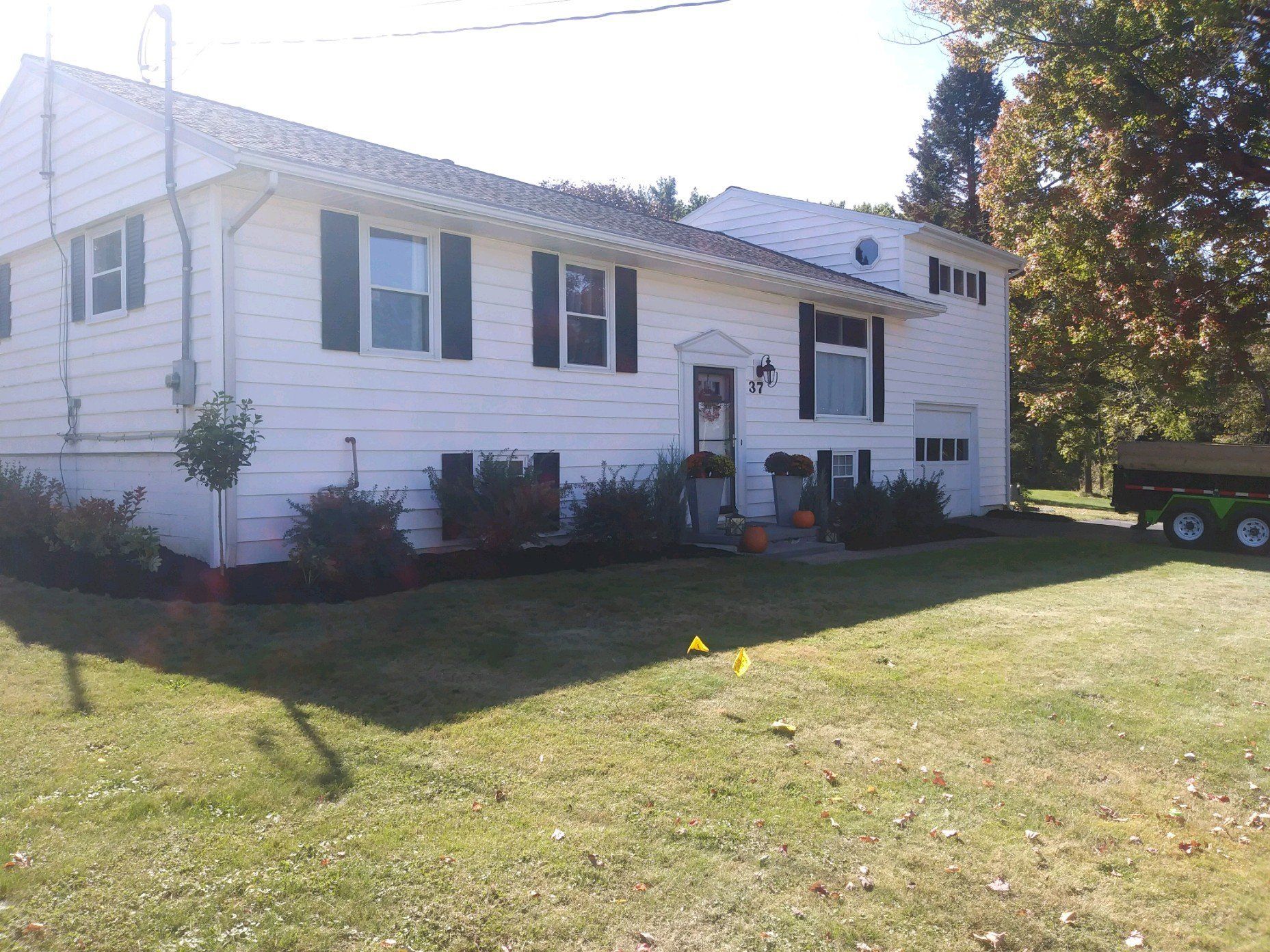 side view of fresh landscaping
