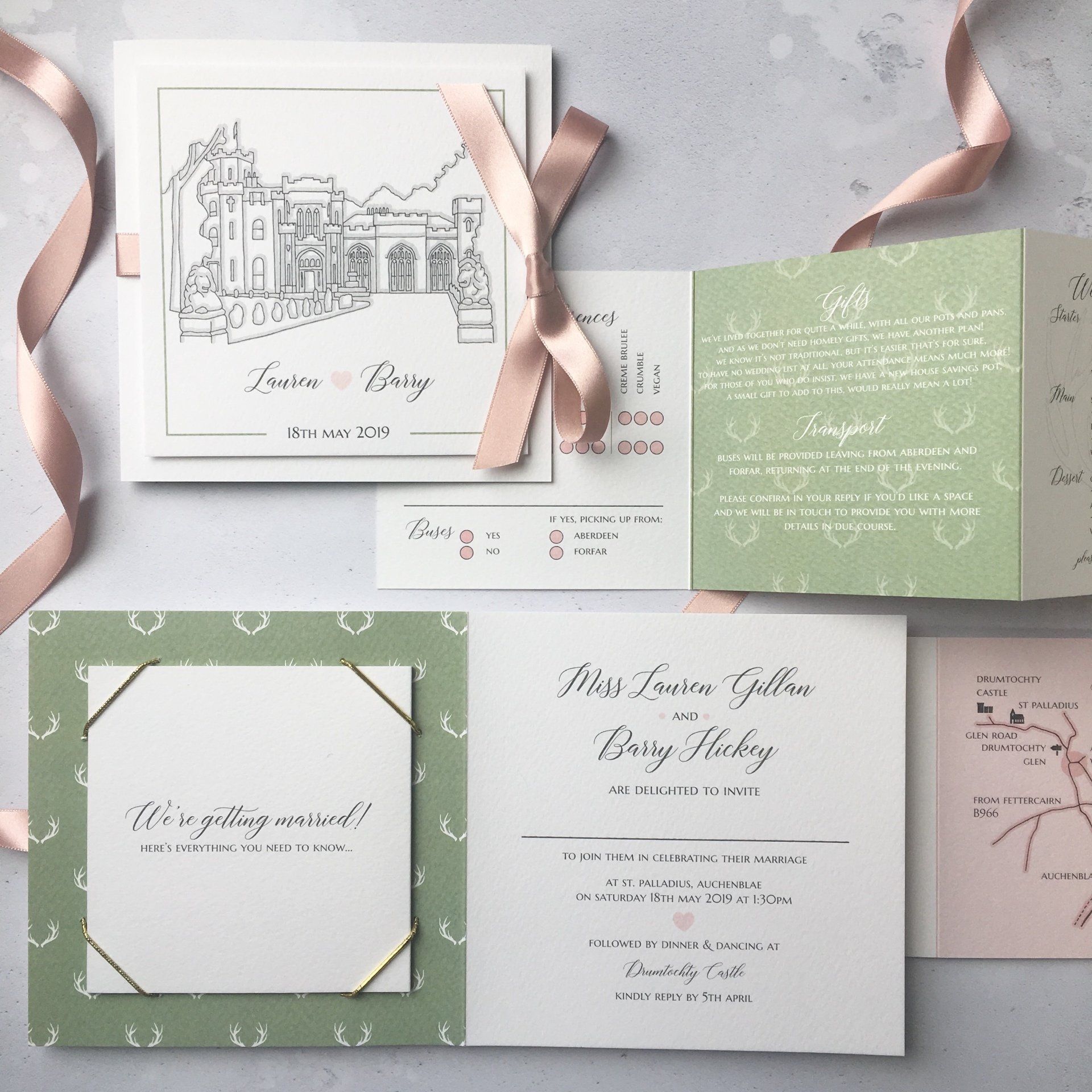 Drumtochty wedding invitation paperoo