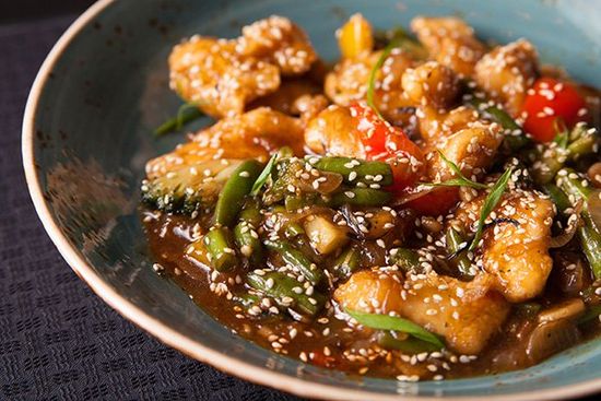 Pollo agrodolce con sesame