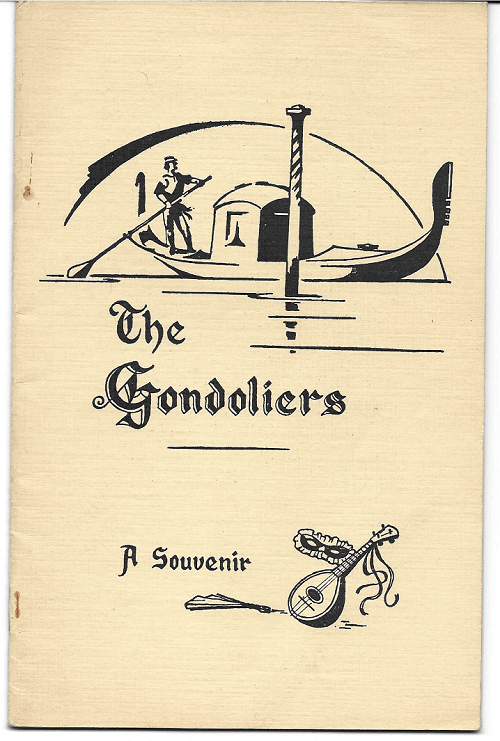 Programme cover for production of Gilbert & Sullivan's The Gondliers, October 1961