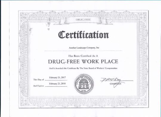 Certification — Drug Free Workplace in Brunswick, GA Certification — Drug Free Workplace in Brunswick, GA