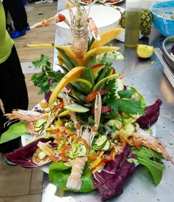 gamberi e verdure