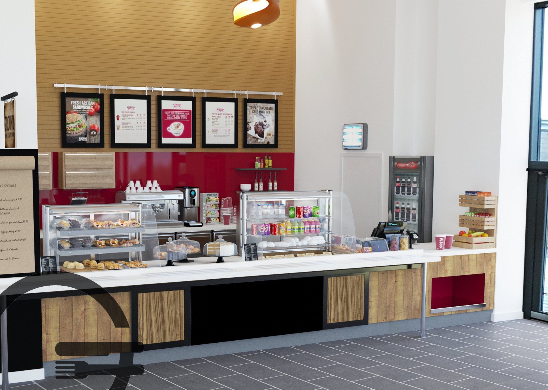 contemporary 3D coffee shop