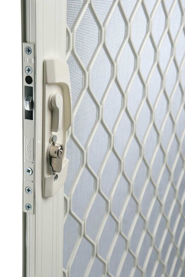 Security Screen Door Silver Lock — Glass & Aluminium Windows & Doors In Yeppoon, QLD