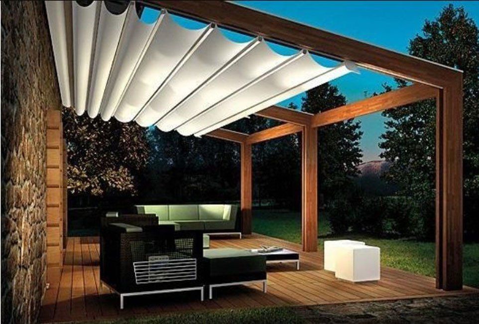 gazebo in legno con pergotenda