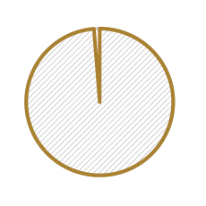 Gold-outlined circle with a small narrow wedge at the top, like a pie chart with one tiny slice.