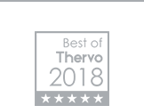 Best of Thervo 2018 badge with five white stars on a gray border