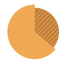 Orange pie chart with one striped slice segment