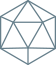 Abstract geometric line drawing of a faceted polyhedron in light blue-gray