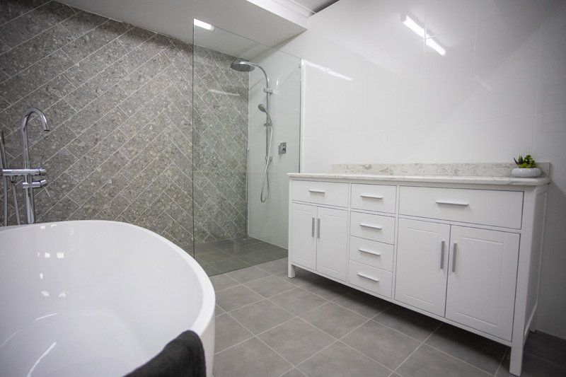 vanity and tub