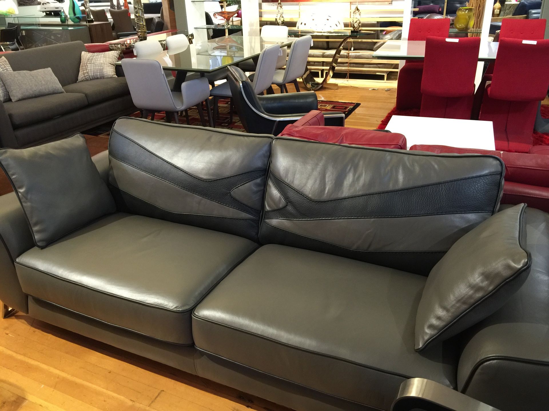 two-toned gray couch