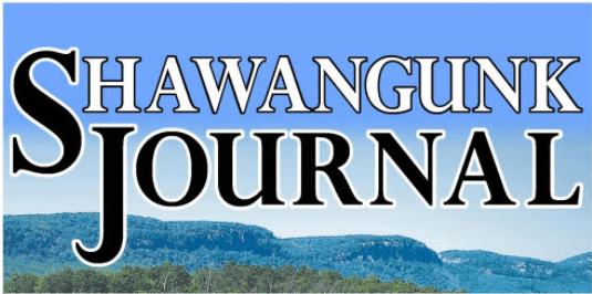 A logo for the shawangunk journal with mountains in the background
