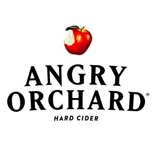 The logo for angry orchard hard cider has an apple with a bite taken out of it.