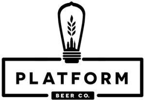 A black and white logo for a beer company with a light bulb and wheat.