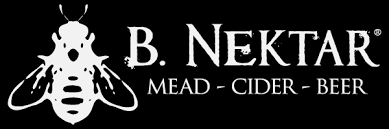 A white logo for b. nektar mead cider beer