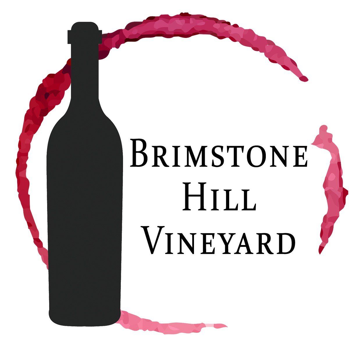 A logo for brimstone hill vineyard with a bottle of wine