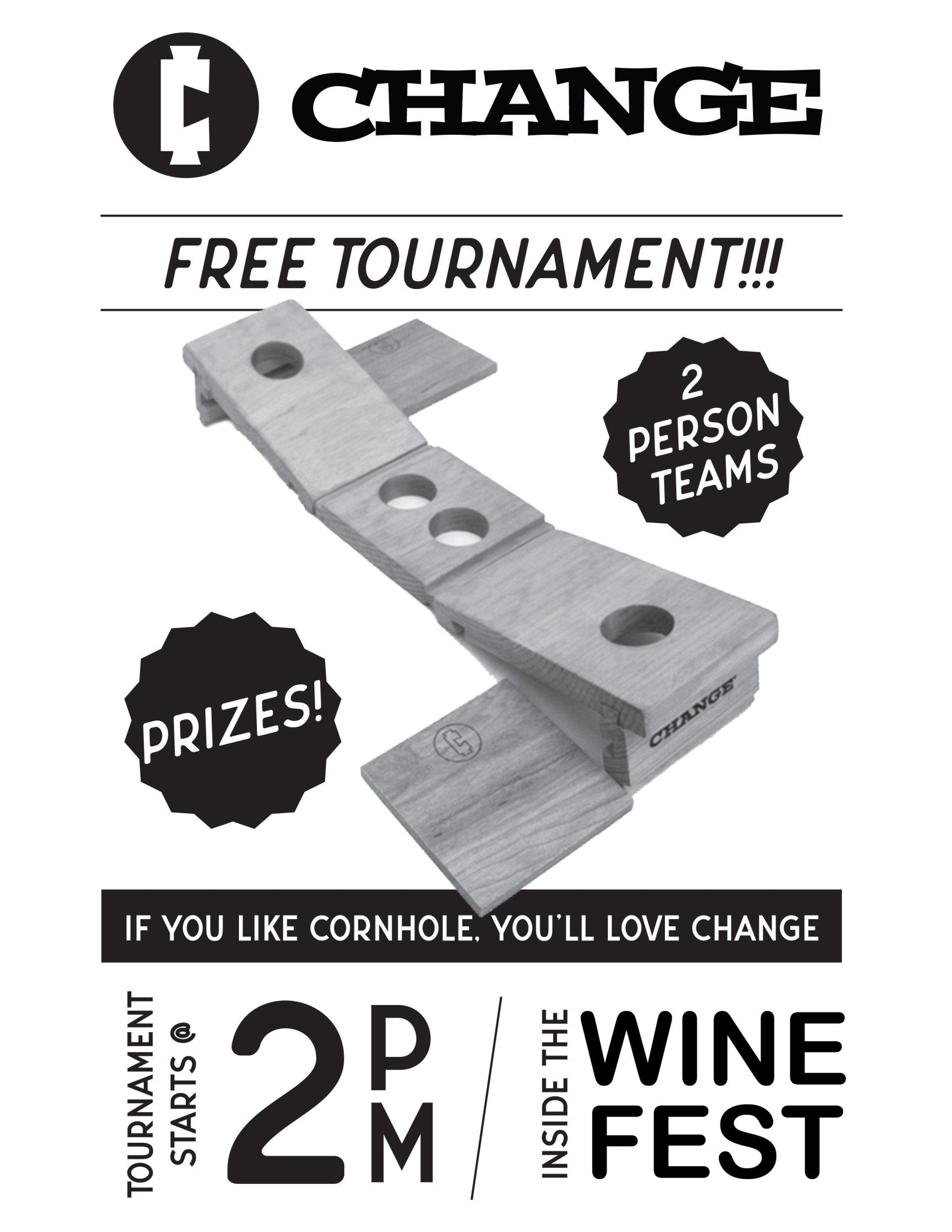 A poster for a free tournament at the wine fest