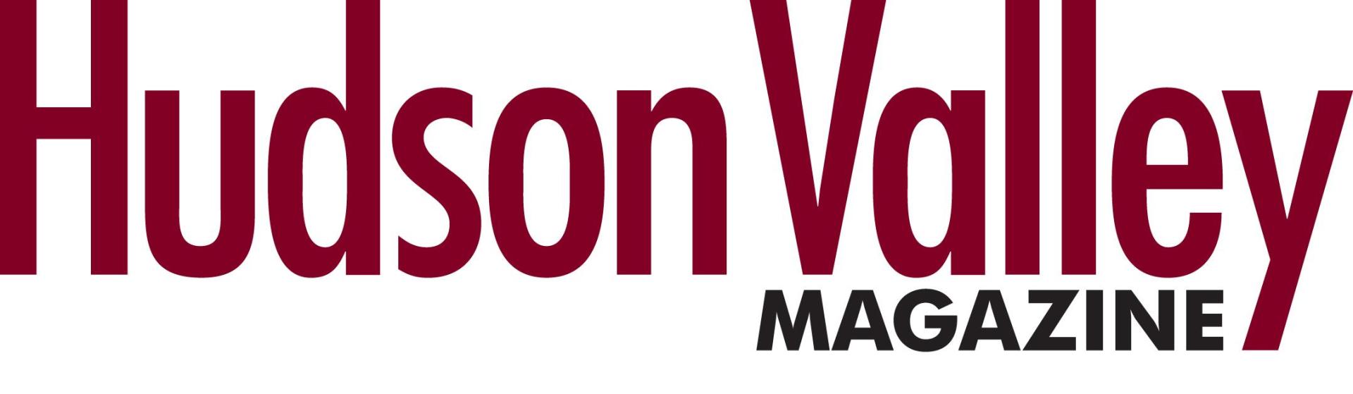 The logo for the hudson valley magazine is red and black.