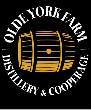 A logo for olde york farm distillery and cooperage