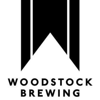 A black and white logo for woodstock brewing.
