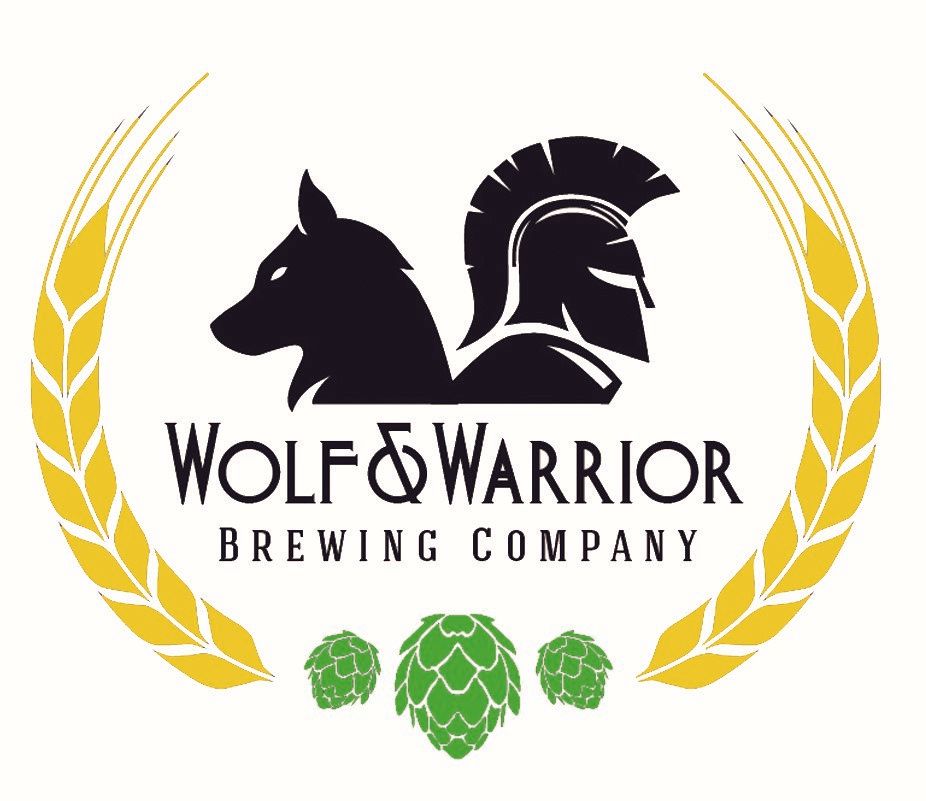 The logo for wolf & warrior brewing company shows a wolf and a warrior.