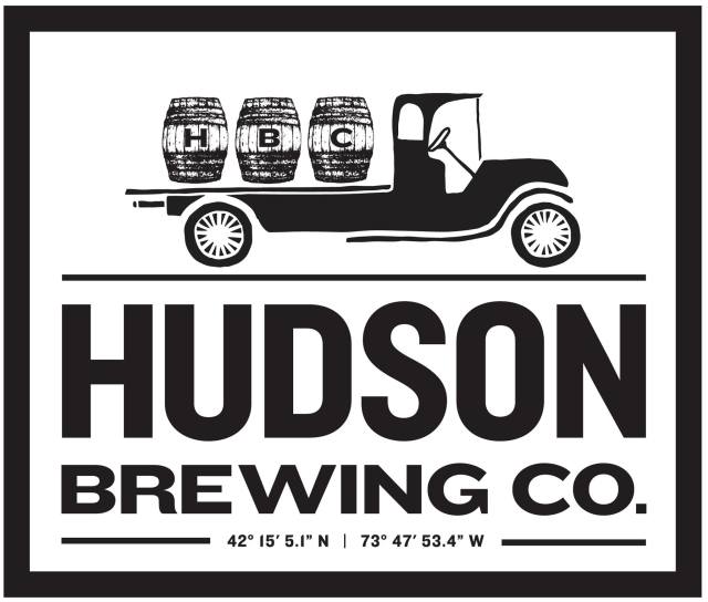 A black and white logo for hudson brewing co.