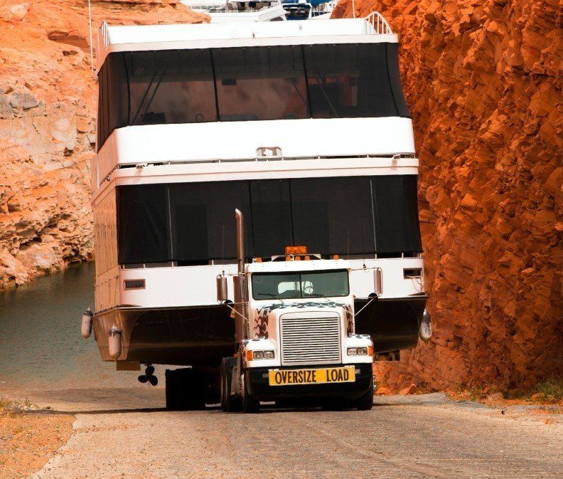 Semi-truck carrying an oversize load.