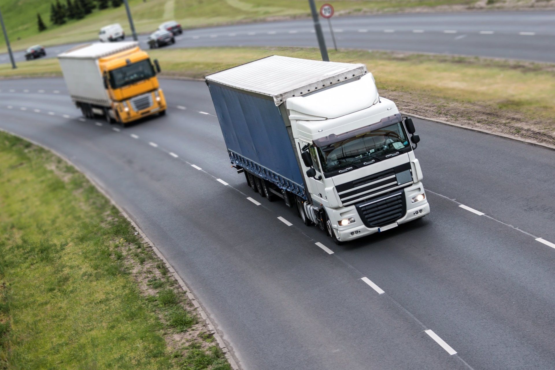 Flatbed truck carrying heavy material