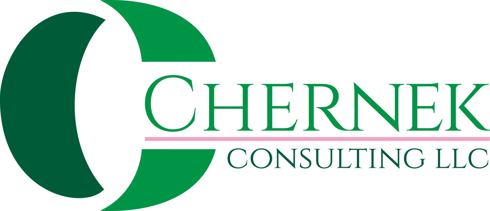 Logo for Chernek Consulting LLC: green and dark green letter C with text 