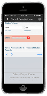 A cell phone with a parent permission screen on it