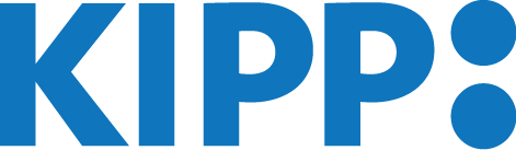 A blue logo for kipp 's is on a white background.
