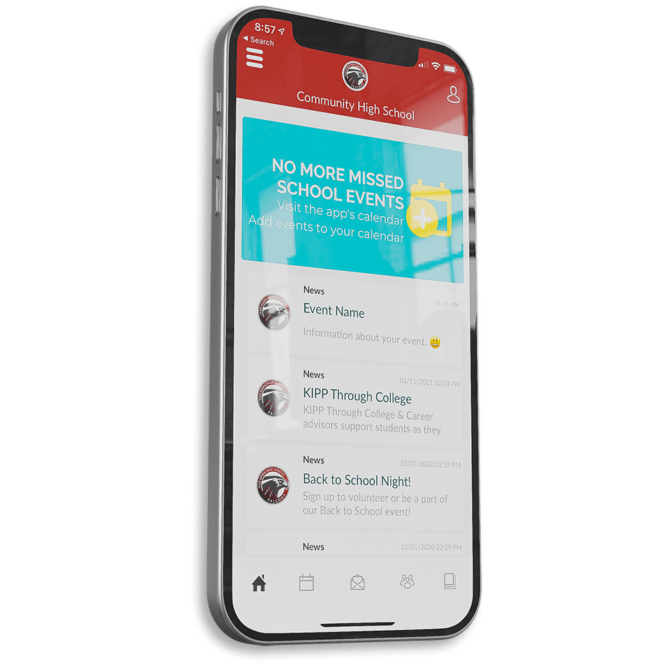 A cell phone with a screen that says no more missed school events
